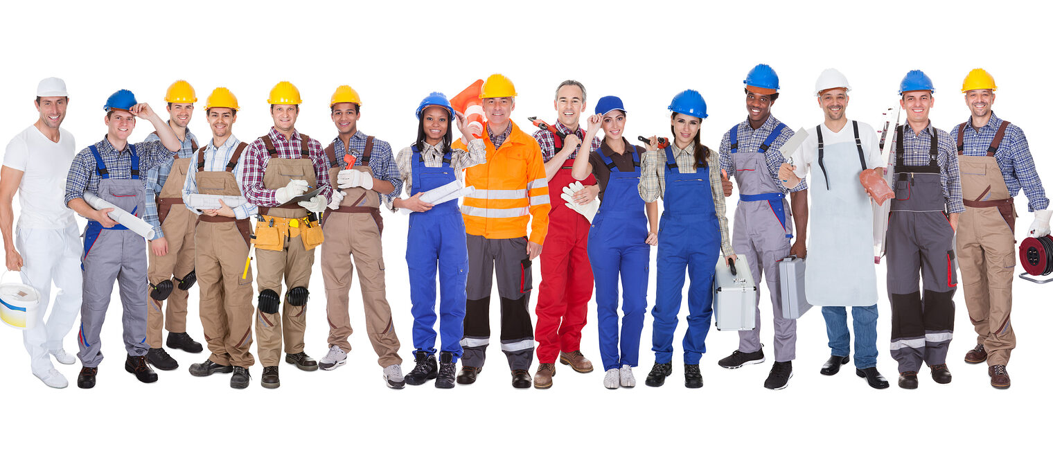Group Of Construction Workers Standing Over White Background Schlagwort(e): background, woman, people, construction, man, smile, paint, happ, background, woman, people, construction, man, smile, paint, happy, service, electrician, mechanic, worker, plumber, painter, blue, architect, toolbox, plumbing, industry, industrial, print, african, carpenter, happiness, maintenance, black, professional, pipe, group, document, handyman, wrench, white, uniform, studio, isolated, afro, contractor, young, female, spanner, improvement, male, set, tool, tradesman, glove, holding, repairman, confident
